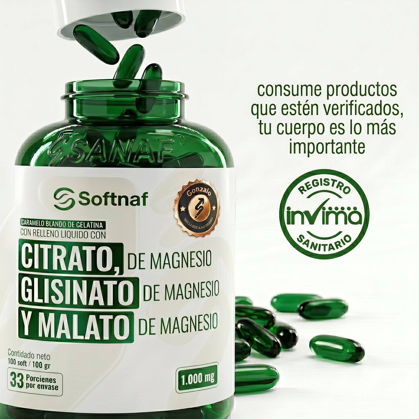 Citrato, Glisinato Y Malato De Magnesio 100 Und.